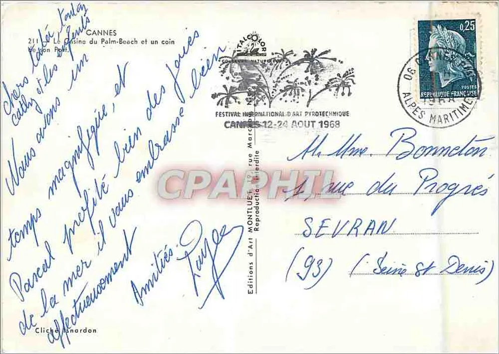 Cannes - Le Casino du Palm Beach et un coin de mer — Éditions d'Art Montluçon, n°211 - Verso