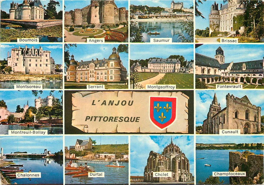 L'Anjou pittoresque — carta postal ilustrada com 12 vistas de castelos e locais — editor Artaud Frères, n°101 - Frente