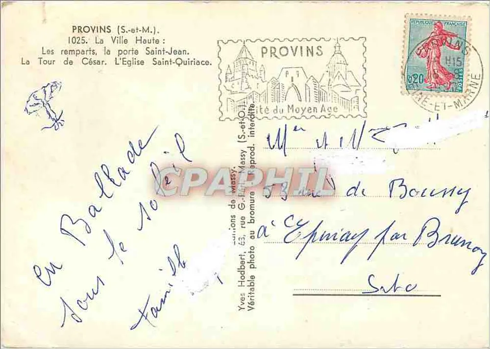 Provins — Die Mauern, die Türme von Cäsar, die Kirche Saint-Quiriace — Yves Hodbet - Rückseite