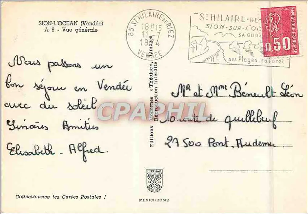 Sion-sur-l'Océan (Vendée) — Vista geral — Edições Mexichrome, série A 6 - Verso