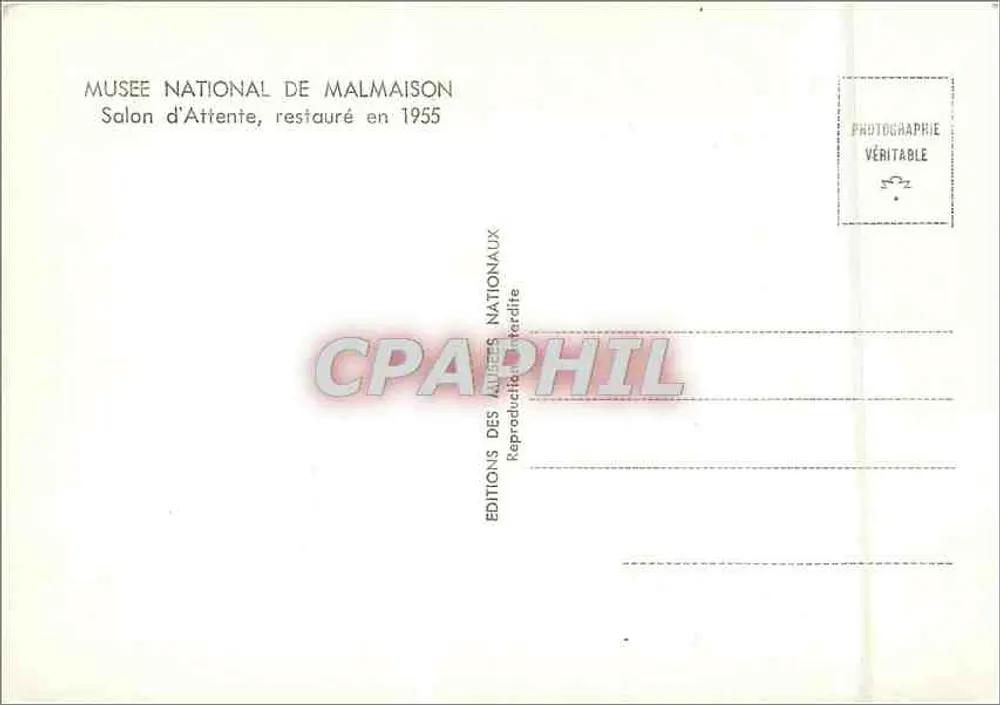 Sala de Espera — Museu Nacional de Malmaison — Éditions Nationaux, 1955 - Verso
