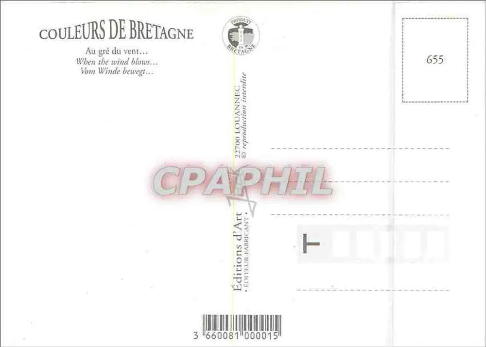 Bretanha ao sabor do vento — 6 ventoinhas ilustrativas — Éditions d'Art Louianne - Verso