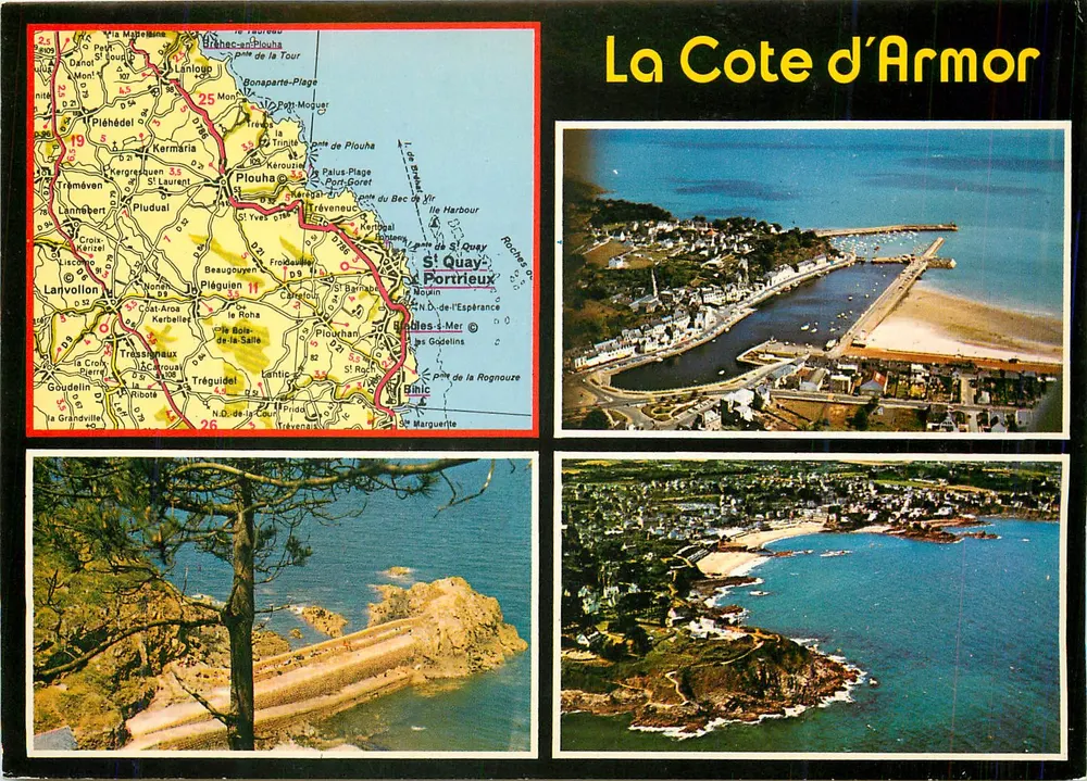 Côte d'Armor — Carta turística com vista aérea do porto de Binic e das praias — Éditions d'Art Lausanne - Frente