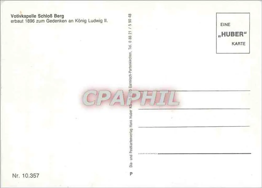 Votivkapelle Schloß Berg — editor Huber, n° 10.357 - Verso