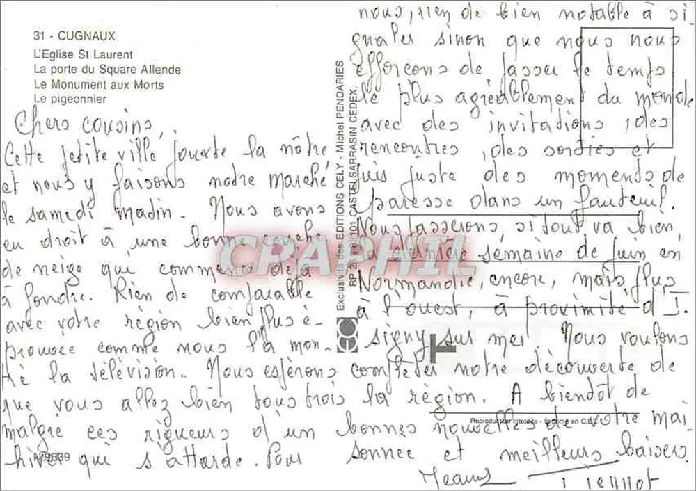 कुग्नॉक्स — कुग्नॉक्स का स्मृति चित्र — संस्करण सेली - पीछे