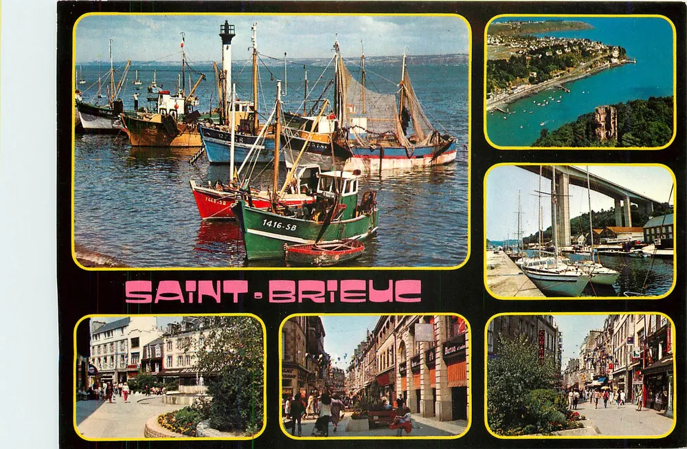 Saint-Brieuc — widok portu i ulicy St-Guillaume — Wydawnictwo Sztuki 'Jack' Louannec - Awers
