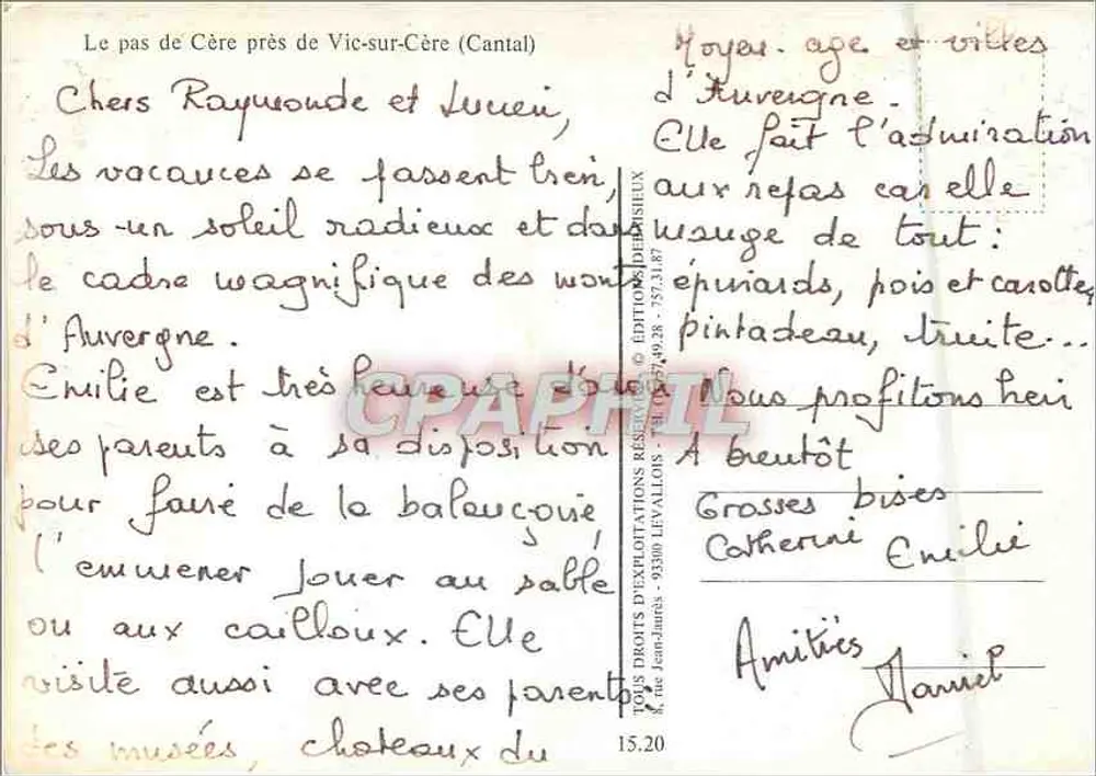 El Paso de Cère — Gorges de la Cère — Ediciones Levalllois - Reverso