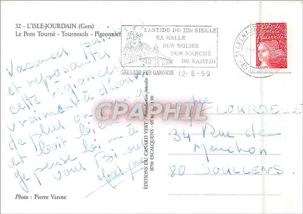 ल'इसल-जूर्डेन — पुल, टॉवर और सूरजमुखी के खेतों का दृश्य — कैनर्ड वर्ट के संपादन - पीछे