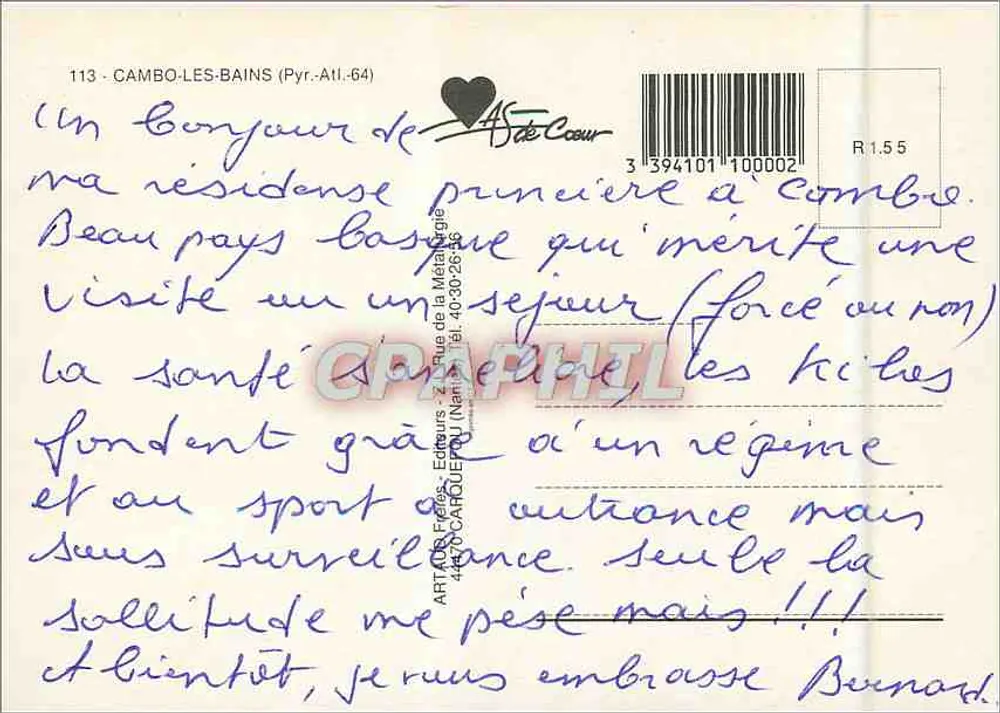 Cambo-les-Bains — vista interna de uma igreja e paisagens — Art des Frères, editores - Verso