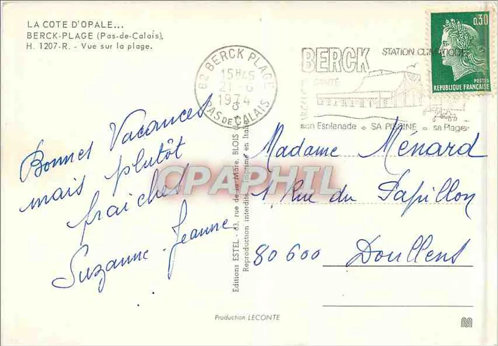 Berck-Plage — férias terminadas — Étel - Verso