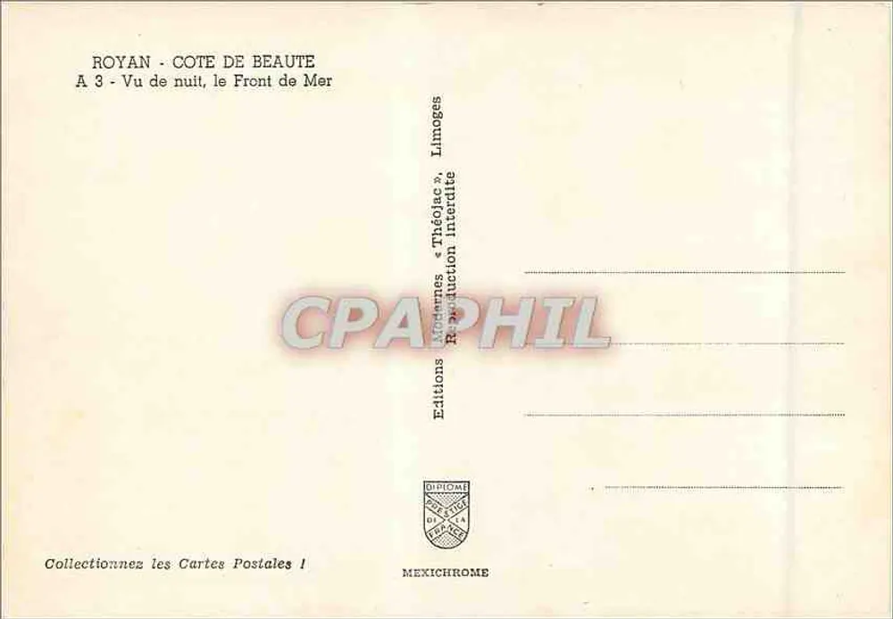 Royan - Costa da Beleza — Vista noturna, o Front de Mer — Edições Modernas « Théolac », Limoges - Verso