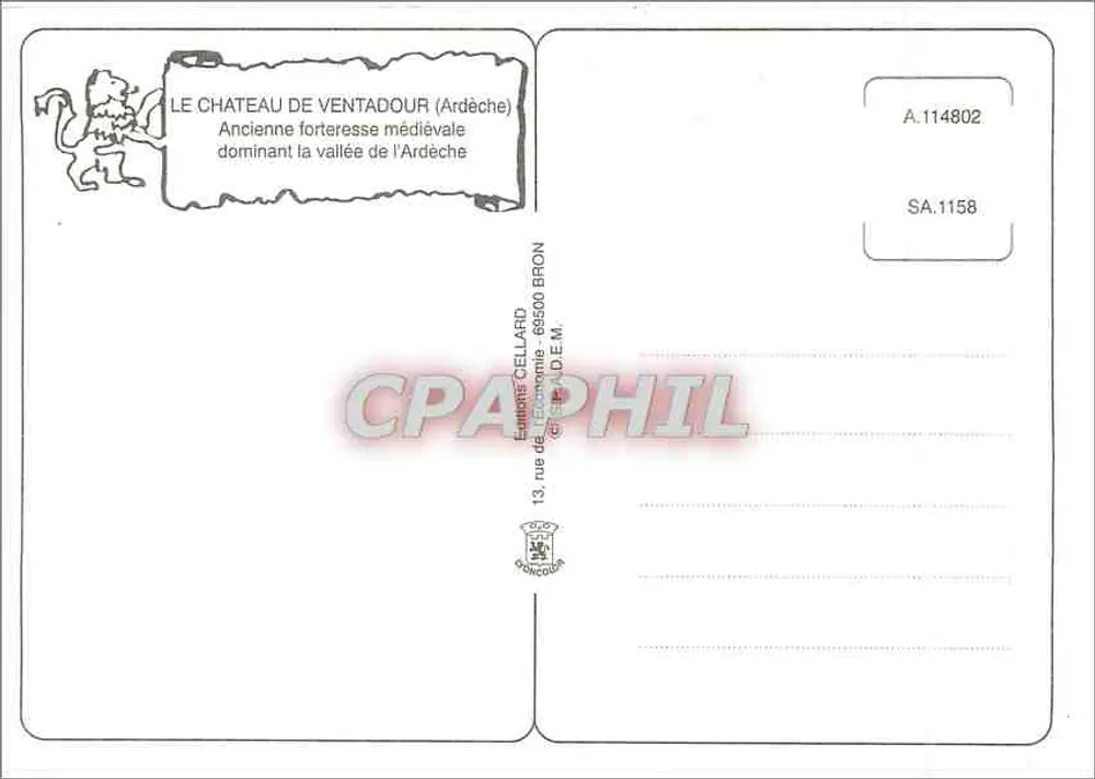 Castelo de Ventadour — ruínas medievais — Edições Cellard - Verso