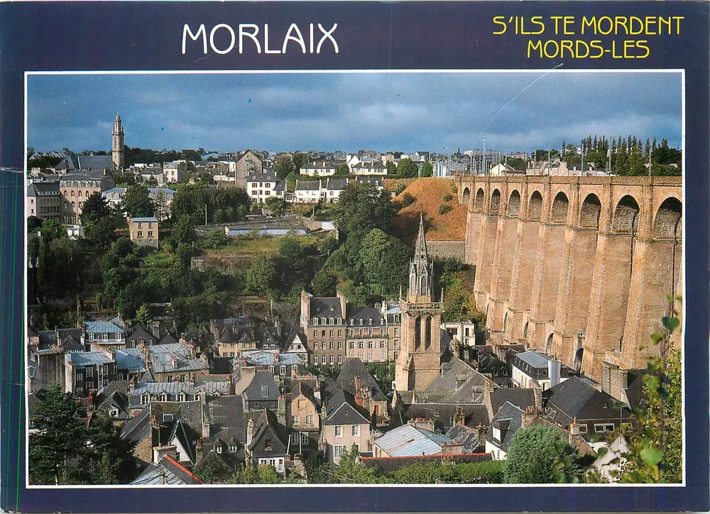 Morlaix — Panoramablick mit Viadukt und Kirche — Art Jack Editions - Vorderseite