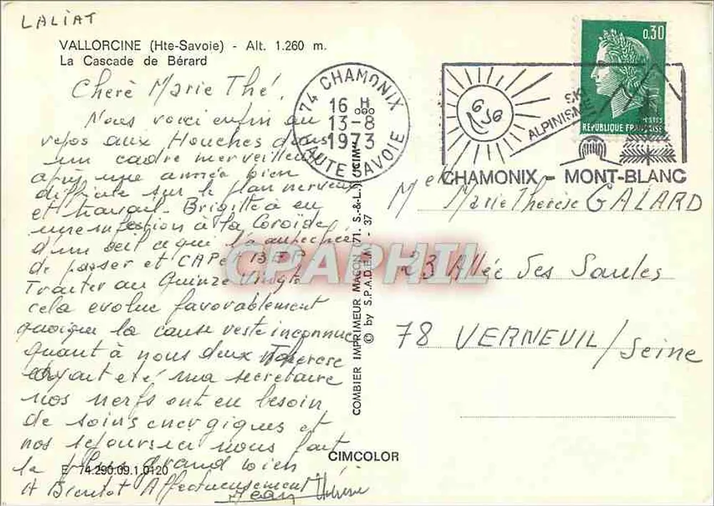 A Cascata de Bérard — Vallorcine (Haute-Savoie) — editor CIMCOLOR - Verso