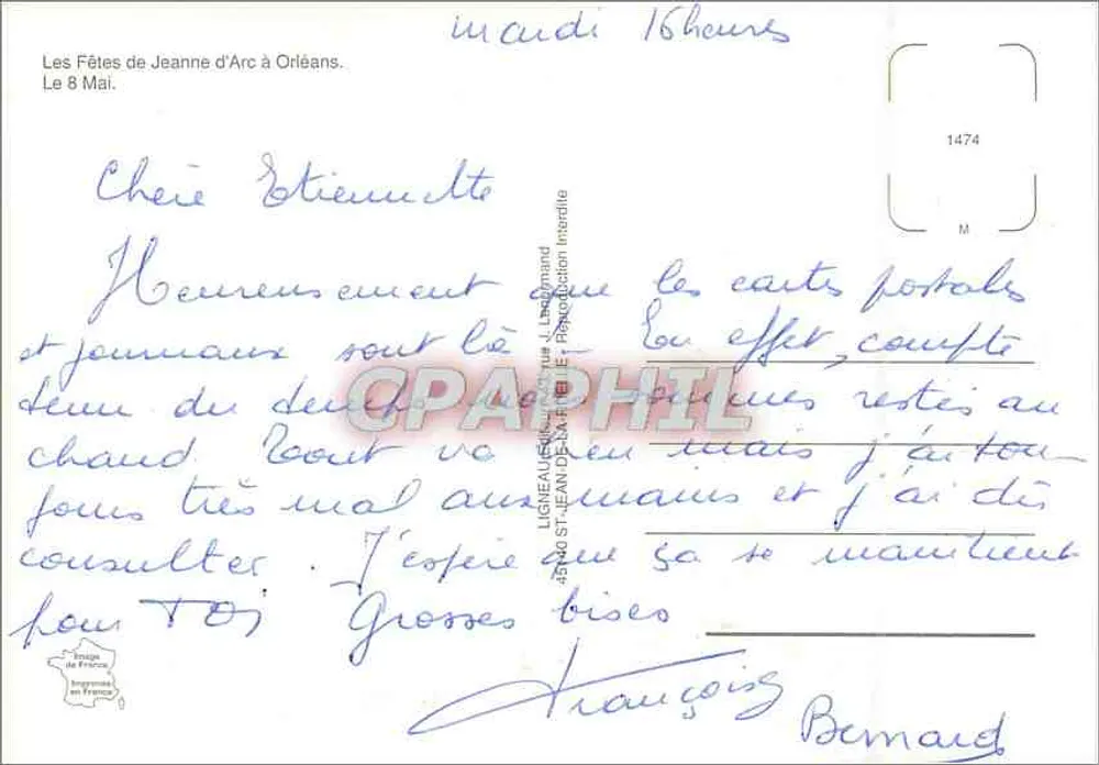Orléans — Festas de Joana d'Arc — editor não visível - Verso