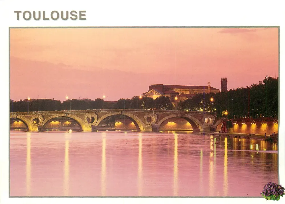 Toulouse — Crepúsculo sobre a Garonne, o Pont Neuf, a Daurade — Edições Fleury & Cie - Frente