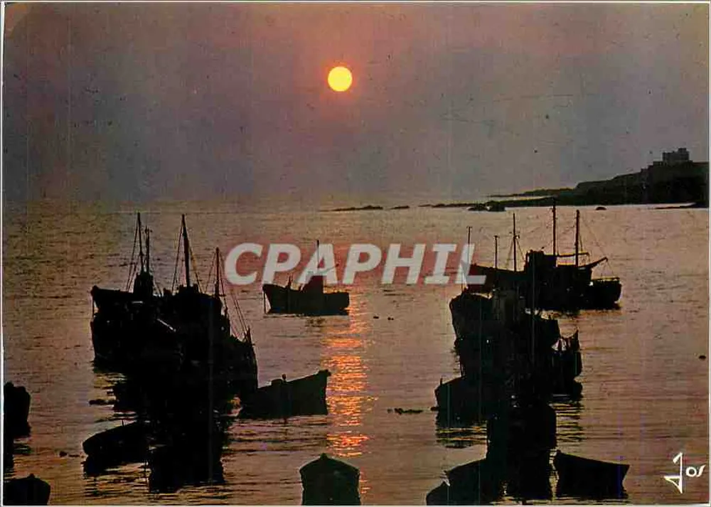 Pôr do sol na costa da Bretanha — A Bretanha em cores — Edições de Arte JOS, série MX 5287 - Frente