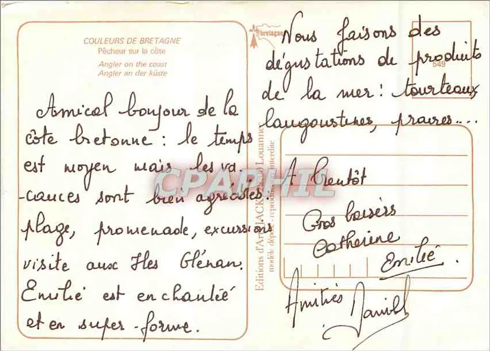 Pescador na costa — Bretanha — Edições d'Art Jack de Louannne, n°549 - Verso