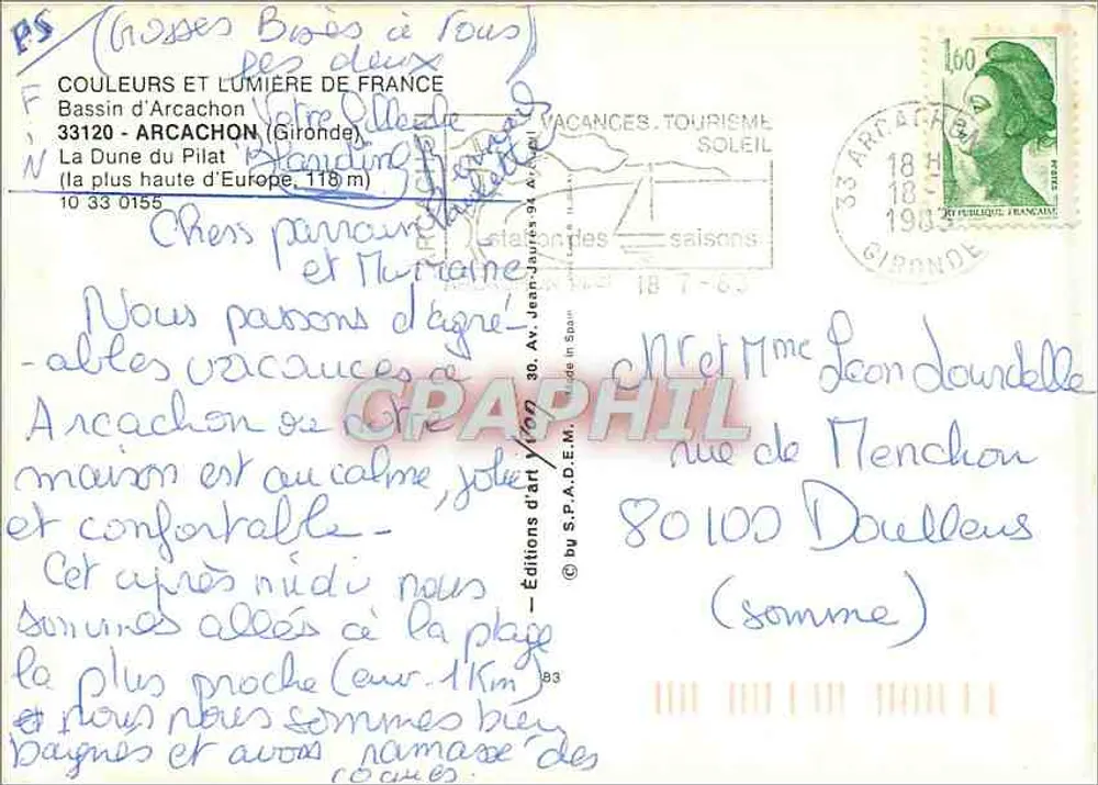Abbeville na Picardia — Duna do Pilat — J. Vion - Verso
