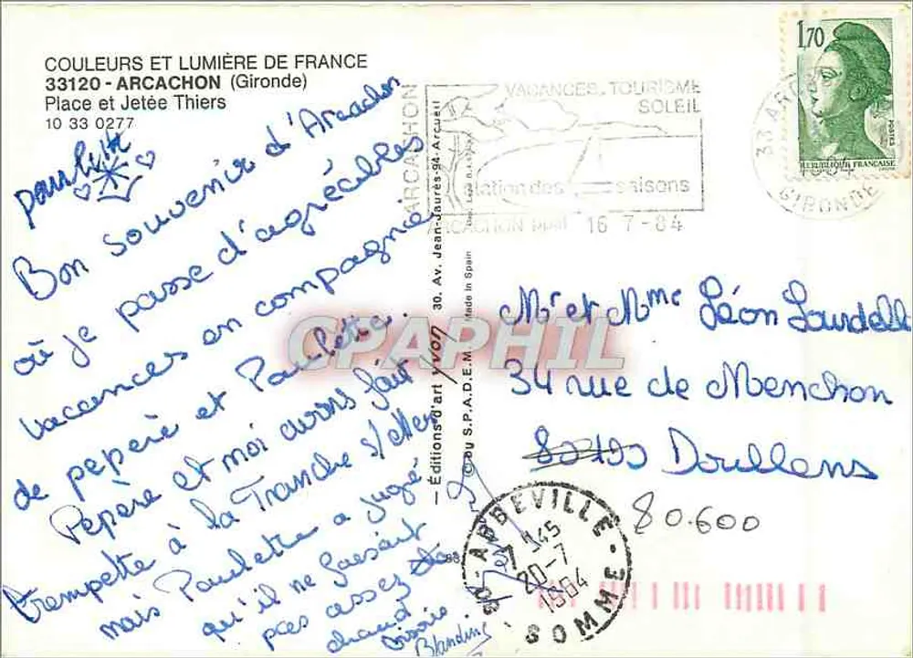 Arcachon — Praia e Pontão Thiers — Edições do S.P.A.D.E.M. - Verso