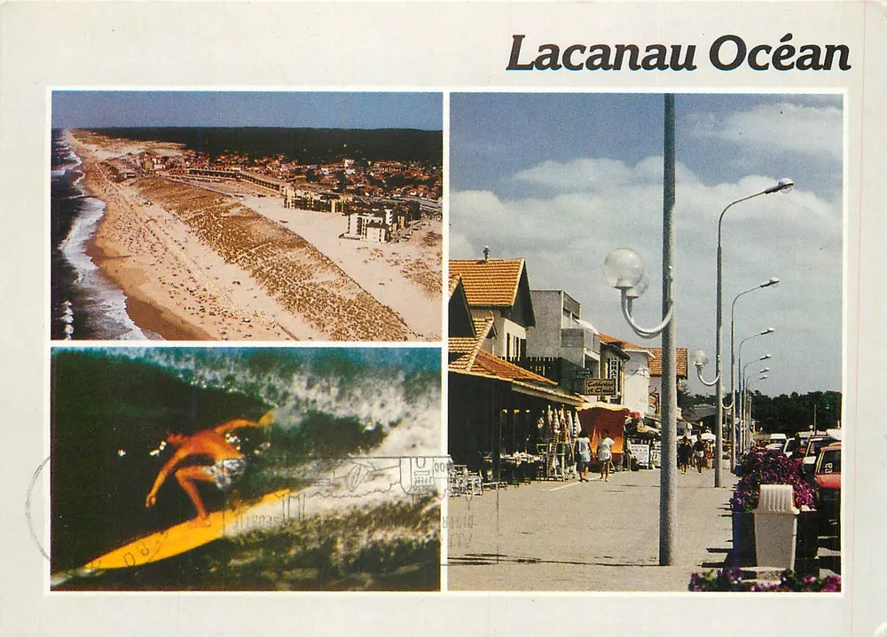 Lacanau Océan — vista da praia, do surf e da rua — Éditions et Impressions Combier / Mâcon - Frente