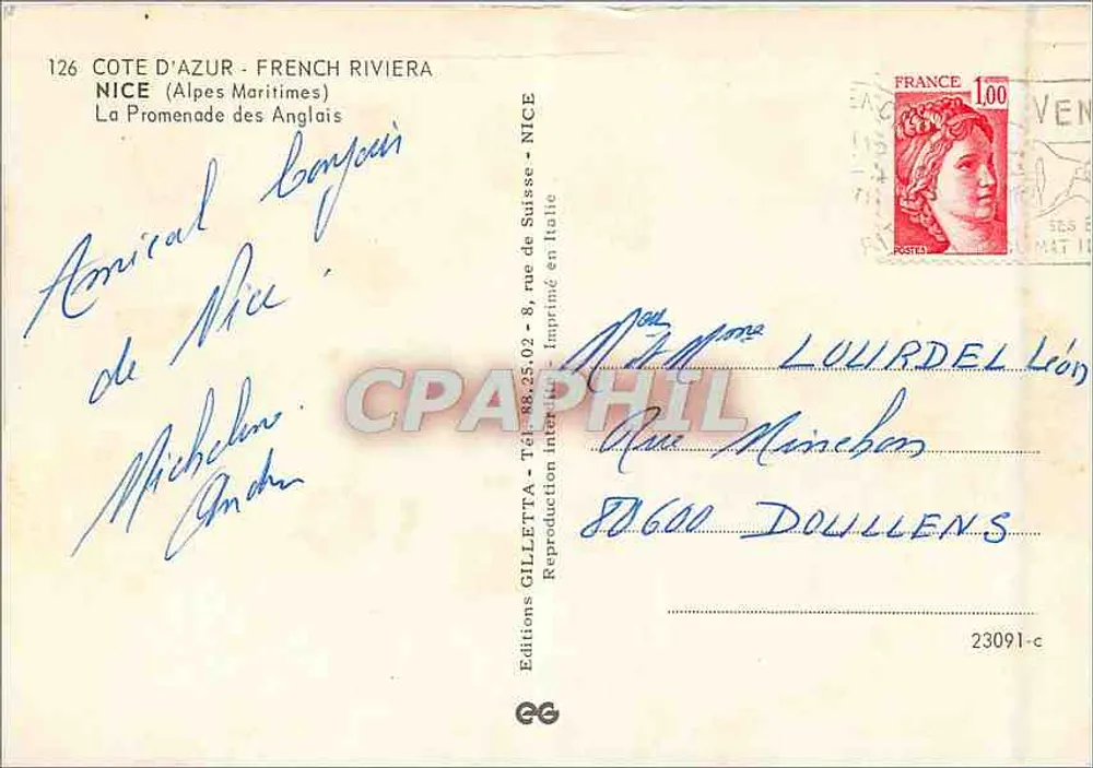 Nice — Côte d'Azur — Promenade des Anglais — Éditions Gilletta - Verso