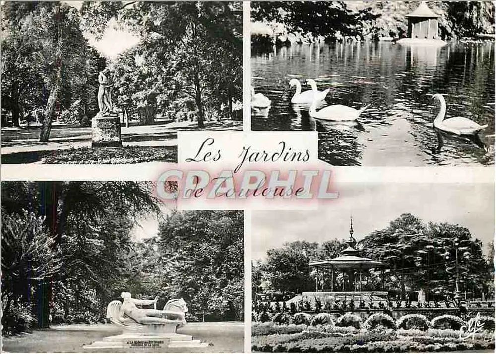 Os jardins de Toulouse — Colagem de 4 vistas — Édit. 'L'Abouche Fr.' - Frente