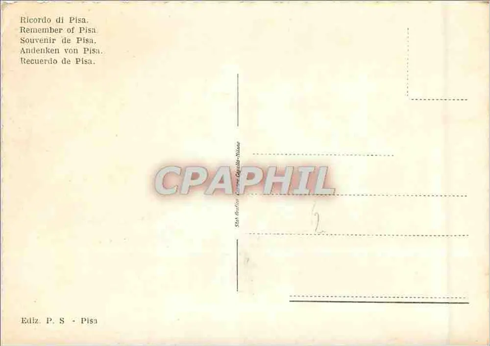 Pisa — De belangrijkste monumenten — Uitgever P. S. - Pisa - Achterkant