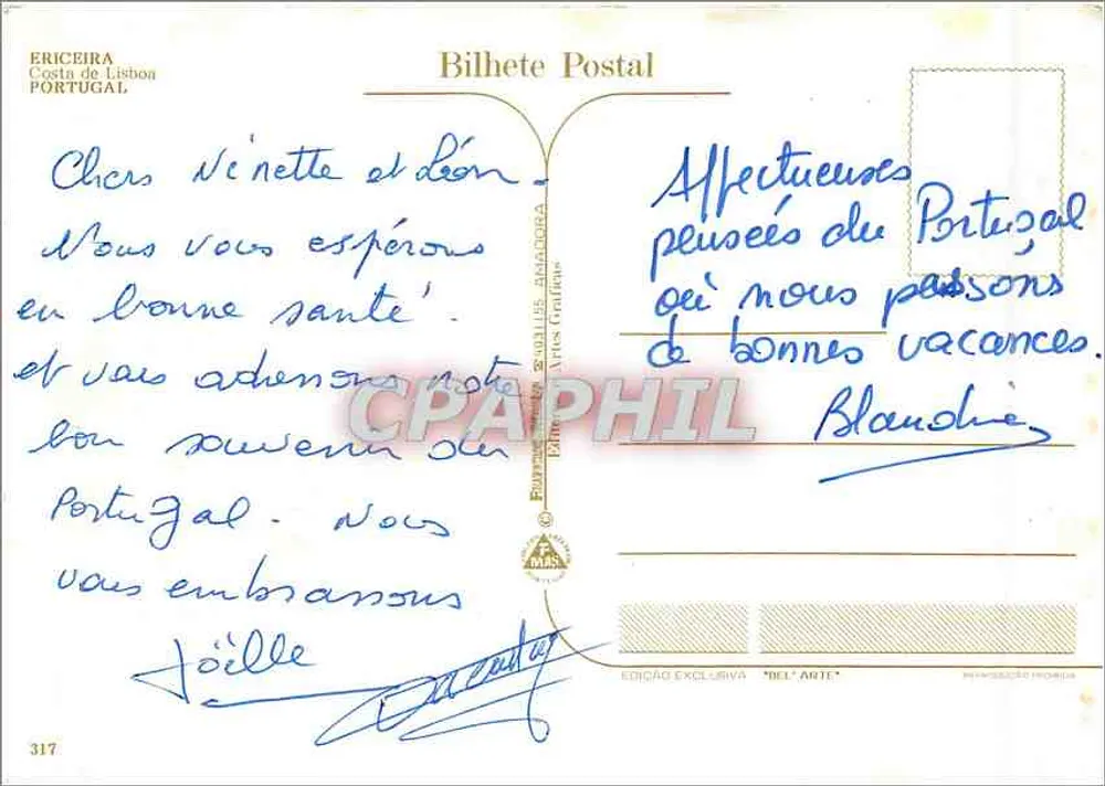 Ericeira — Vila Velha, moinho de vento e igreja — edição exclusiva 'Del' Arte - Verso