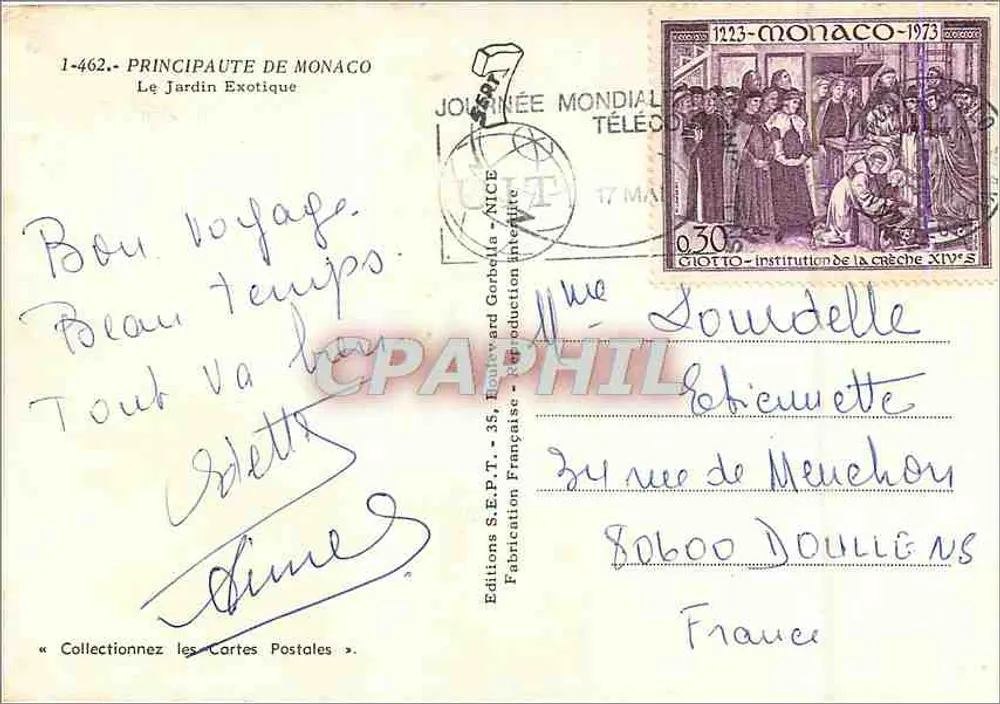 Jardim Exótico de Mônaco — Éditions S.E.P.T. — N° 1-462 - Verso