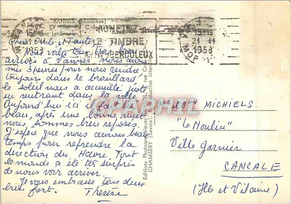 A Torre do Conde em Vannes — vista dos jardins e do castelo — editor Jamsol - Verso