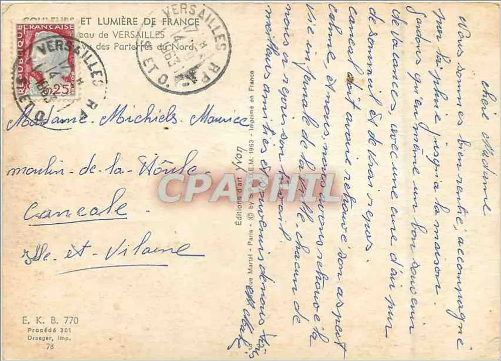 Château de Versailles — Jardin des Tuileries — Éditions Marel - Paris - Verso
