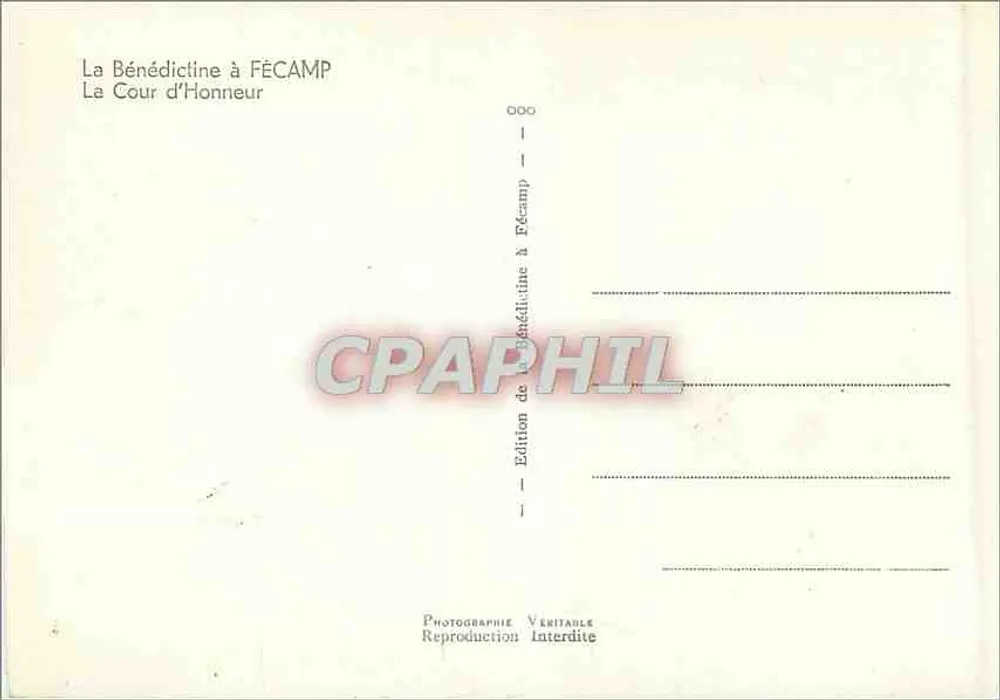 A Cour d'Honneur — Abadia beneditina — Edição da Beneditina em FECAMP - Verso