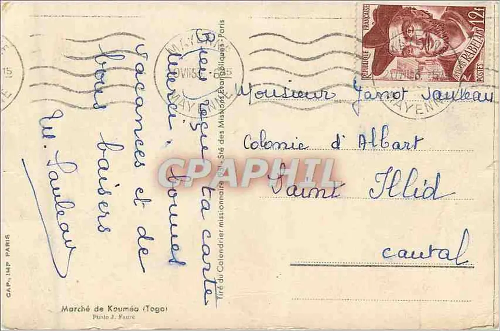 Marché de Koumèa — Scène de fabrication de poteries — Piuso J. Faure - Verso