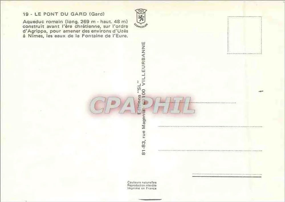Pont du Gard — römischer Aquädukt — Magenta Editions - Rückseite
