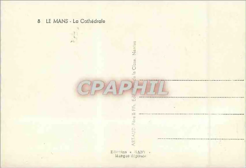 Le Mans - A Catedral — vista do edifício gótico — editor Gaby, Nantes - Verso