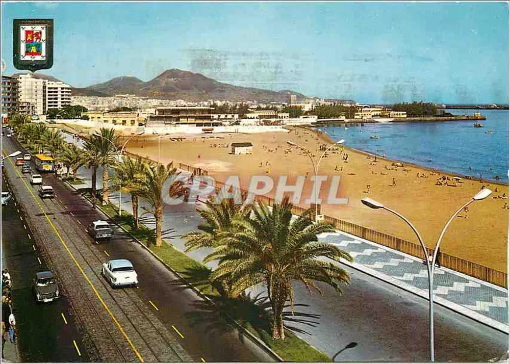 Avenue und Strand der Alcaravaneras — Las Palmas de Gran Canaria — ISEO Barcelona Editionen - Vorderseite