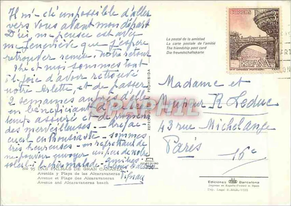 Avenue und Strand der Alcaravaneras — Las Palmas de Gran Canaria — ISEO Barcelona Editionen - Rückseite