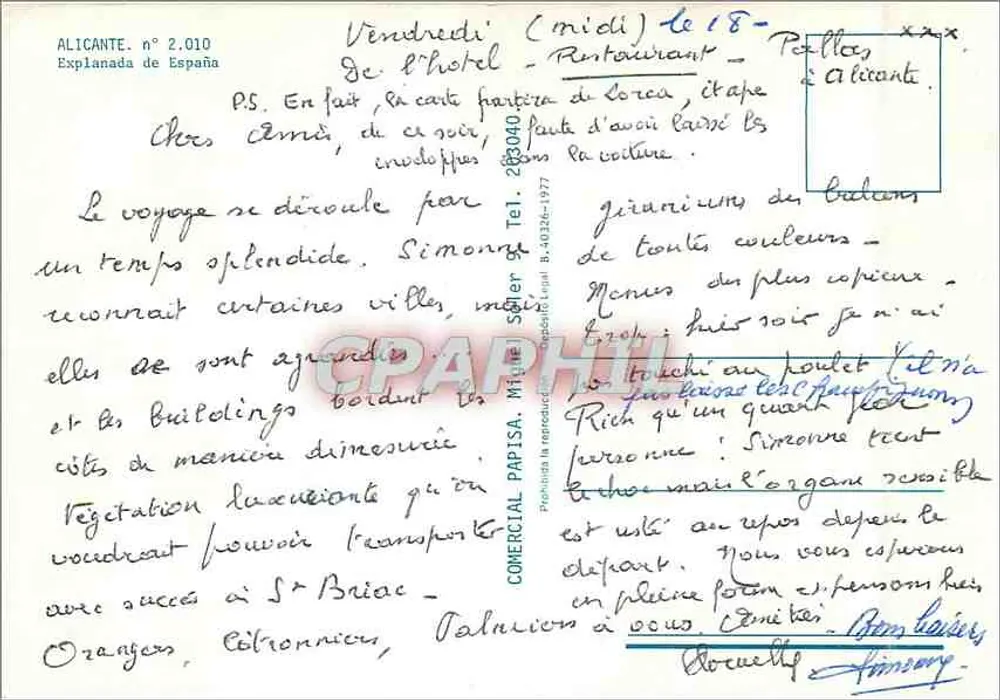 अलिकैंट — एक्सप्लानाडा — कॉमेर्सियल पापिसा, संख्या 2.010 - पीछे
