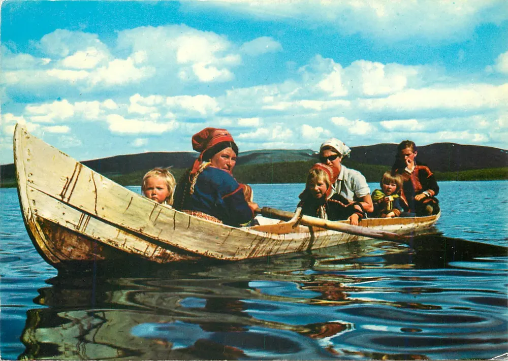 Famille sur un lac norvégien — Honningsvåg — éditeur: F-3098-6 - Recto