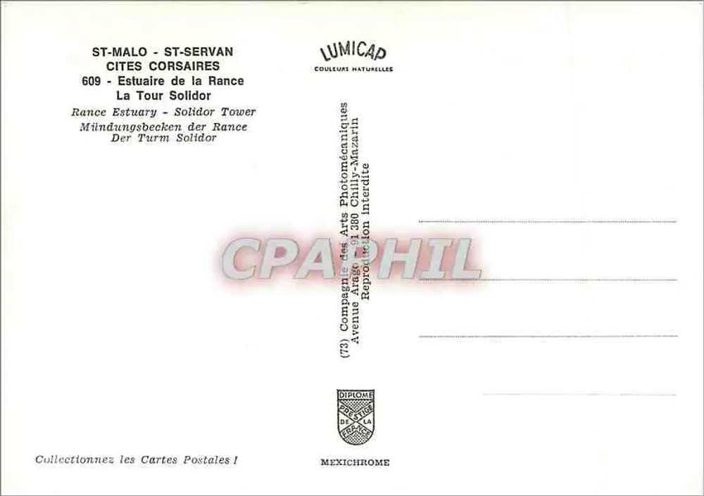 St-Malo - St-Servan — Die Solidor-Turm — Verlag LUMICAP, n° 609 - Rückseite