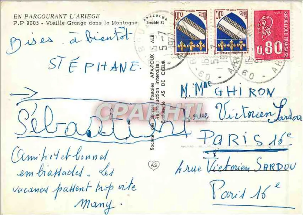 Altes Bauernhaus in den Bergen — Ariege — P.P. 9005 — Société des Cartes Postales APA-POUX - Rückseite