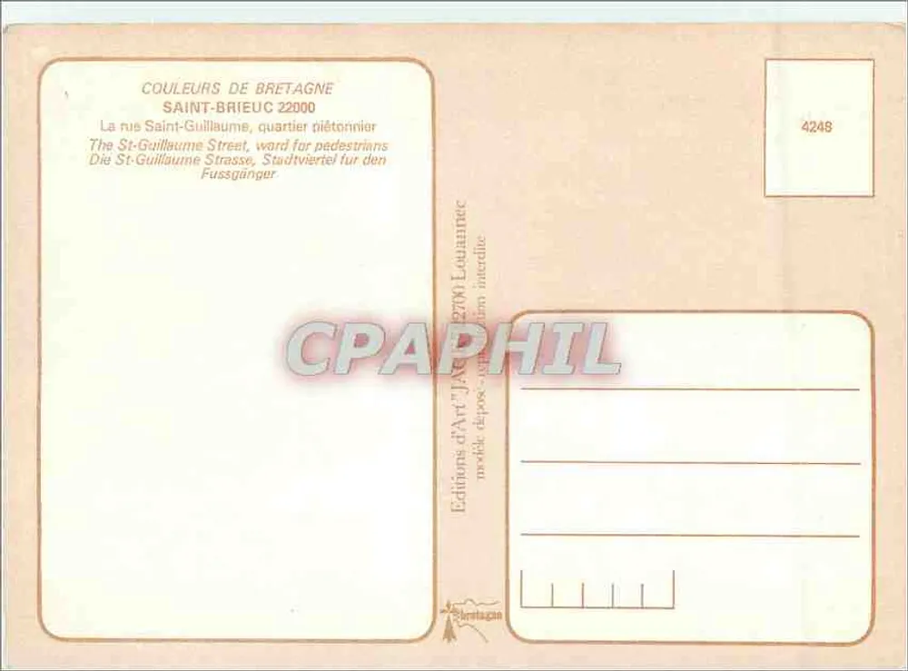 La Rue Saint-Guillaume — Saint-Brieuc — Éditions d'Art Louanneec n°4248 - Verso