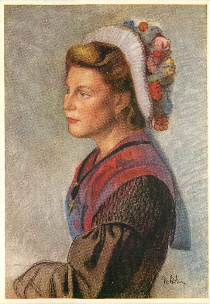 Mulher em traje tradicional — Vale d'Aosta — Éditions Ajani & Canale - Frente