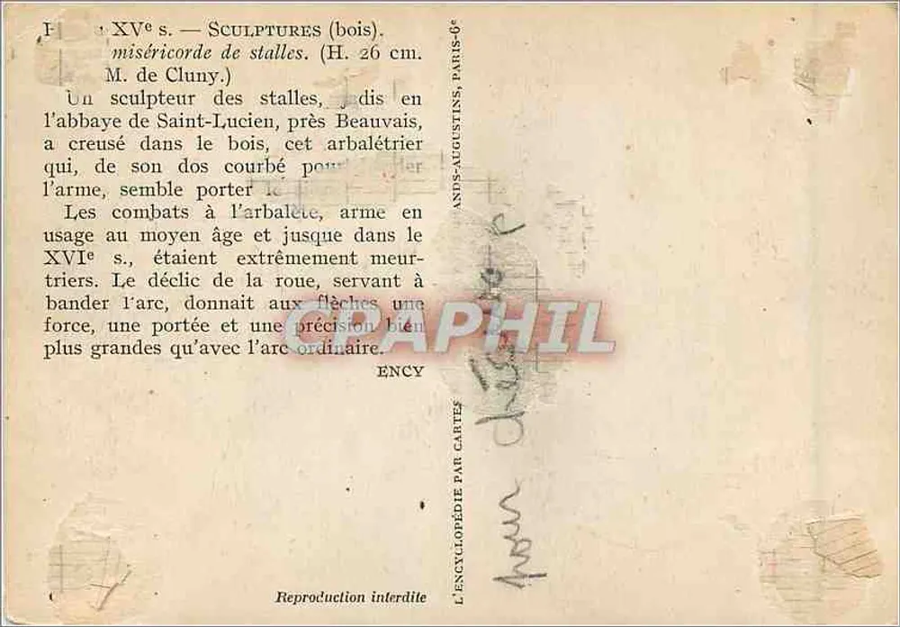 Sculpture de miséricorde — Abbaye de Saint-Lucien, Beauvais — Encyclopédie des Cartes - Verso