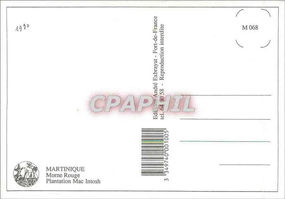 Plantation Mac Intosh — Martinica — Éditions André Exbrayat - Verso