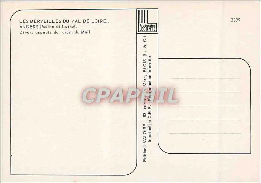 Le Jardin du Mail — Angers (Maine-et-Loire) — Éditions Valoire - Verso