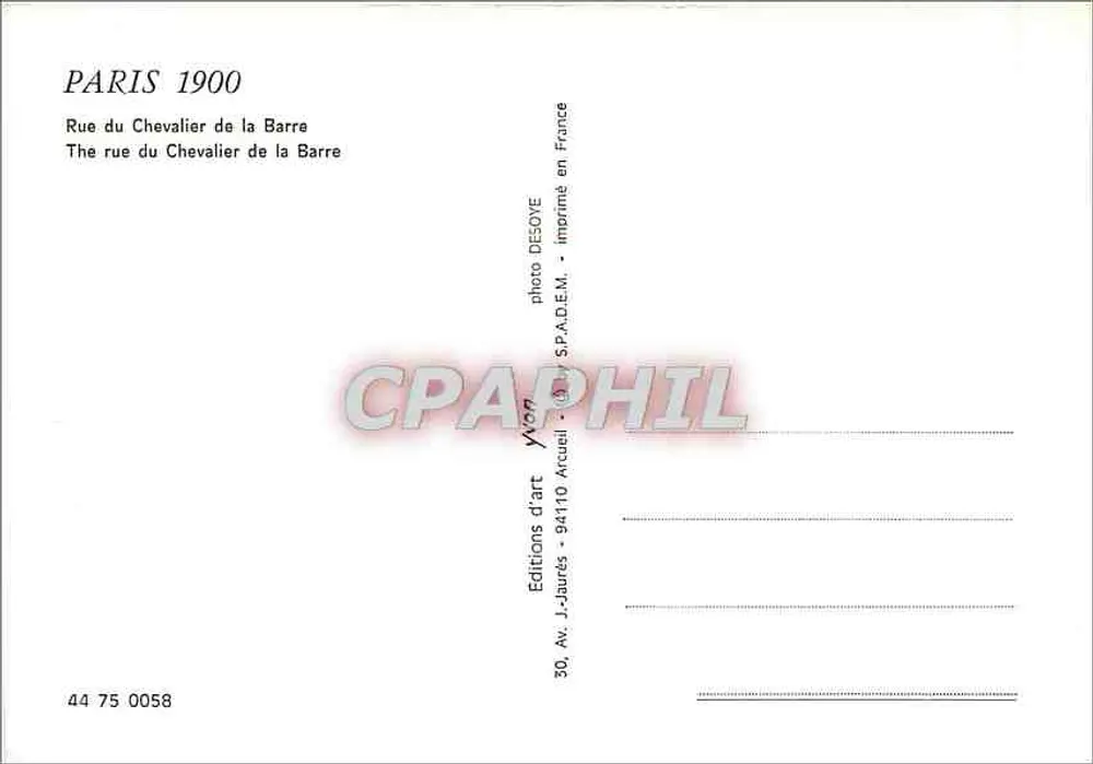 Paris 1900 — Rue du Chevalier de la Barre — Éditions d'art Jaurès - Verso