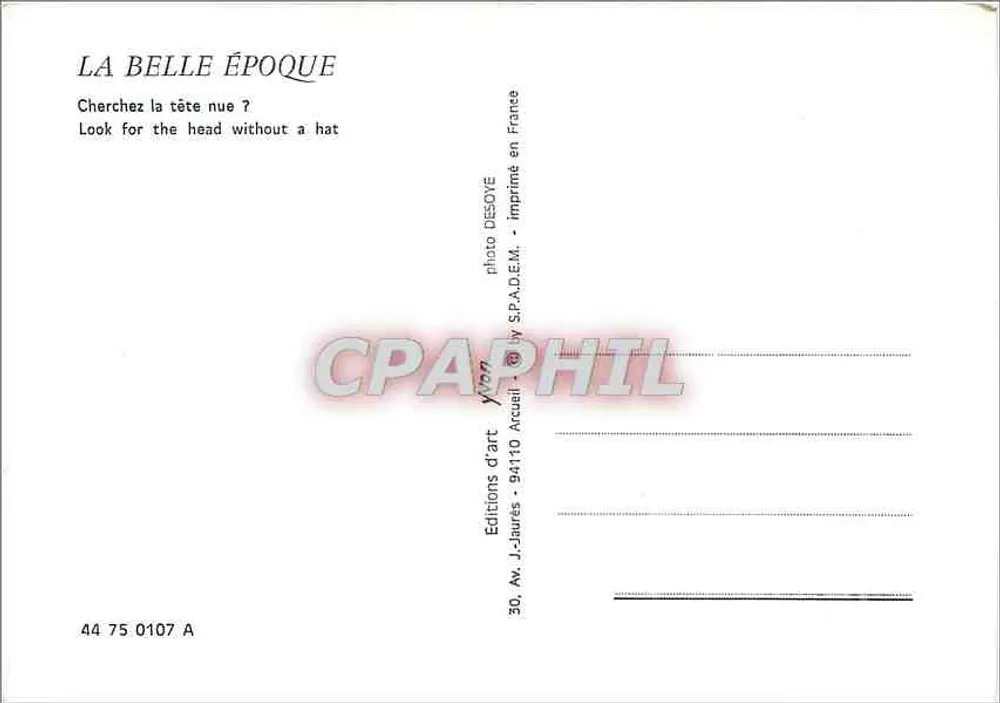 A Belle Époque — Procure a cabeça nuá? — Éditions J.-Jaurès - Verso