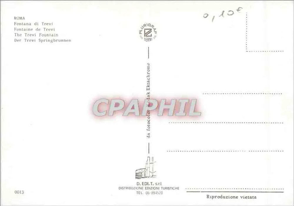 Fontana di Trevi — Roma — Edição D. EDI.T. s.r.l. - Verso